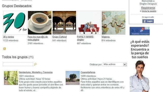 Página web del grupode solteros de Zaragoza