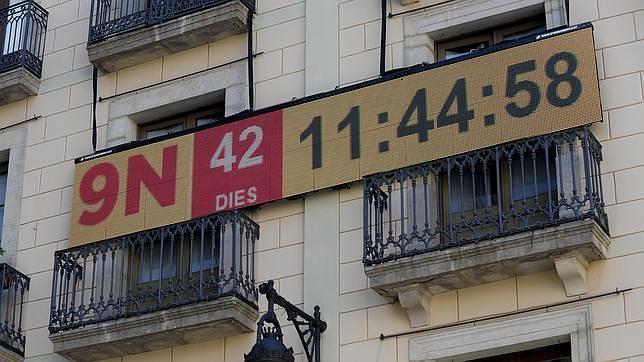 El marcador de la ANC instalado en plaza Sant Jaume