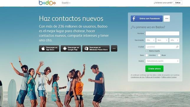 Captura de la página web de Badoo