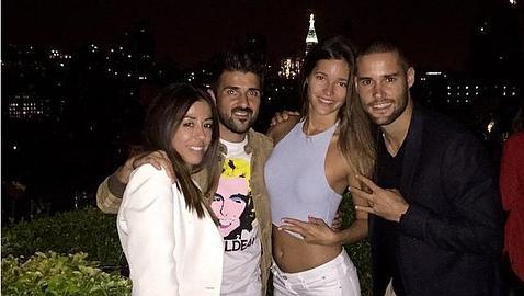 David Villa y su mujer, Patricia, junto a Malena Costa y Mario Suárez